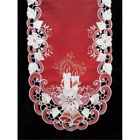 Sinobrite H8963-R1 Poinsettia & Candles Round Doily; 8 In.